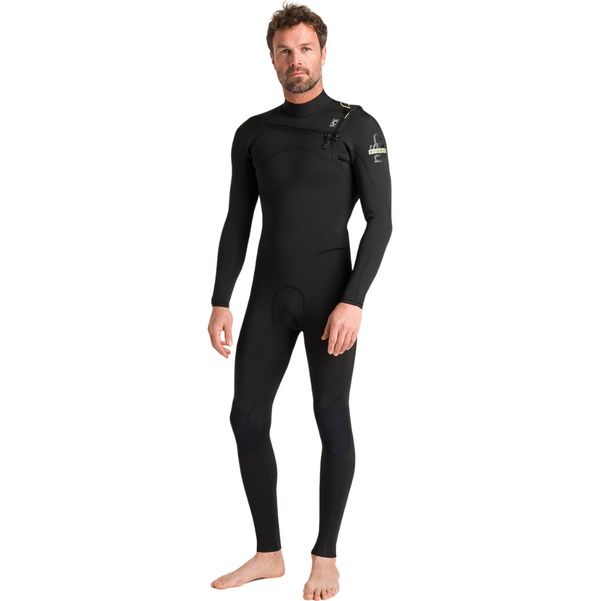 2026 C-Skins Mens NuWave Session Lite 3/2mm Chest Zip Wetsuit C-NSEL32STM - Black